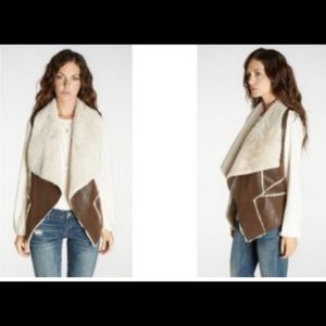 Blank NYC Faux Fur Brown Leather Suede Vest